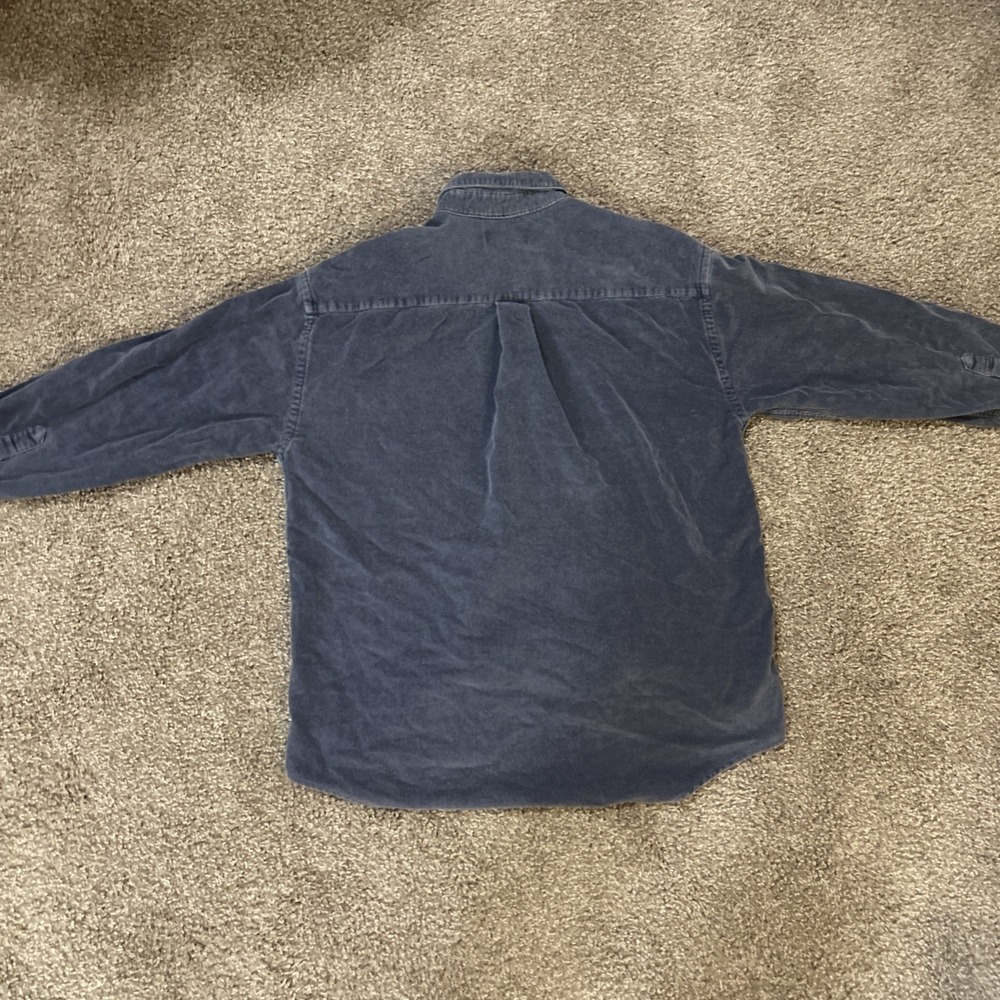 Lands End Corduroy Chore Shacket Women's Med Blue Button Up Shirt Jacket Pockets - Picture 4 of 5